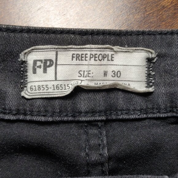 Free People Black Lace Up Front High Rise Skinny Jeans SIZE 30 - Picture 3 of 7